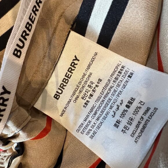 BURBERRY MARSETT ICON STRIPED SILK SHORTS Size 12 - Picture 8 of 8